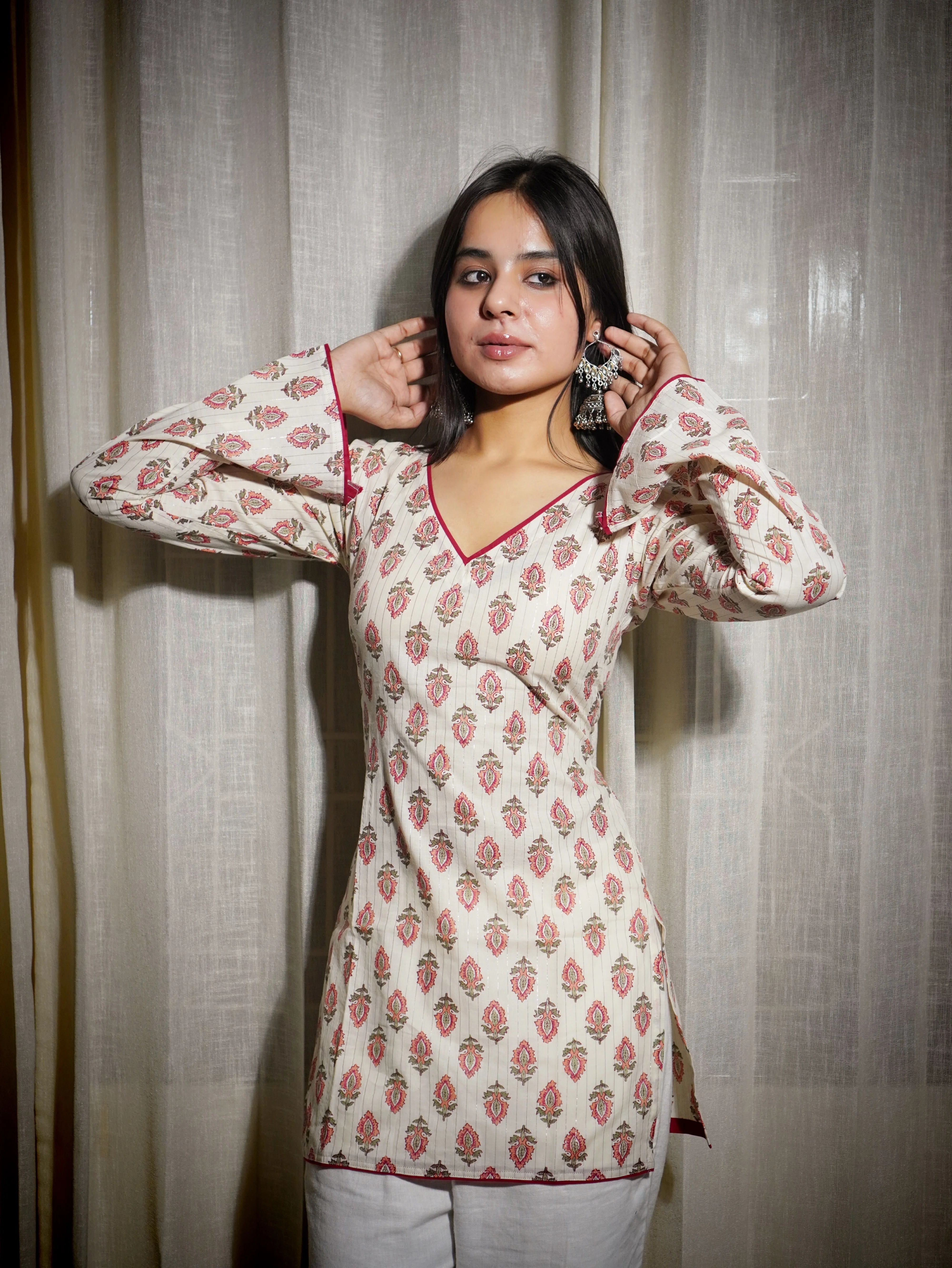 REYA BELL SLEEVED CORSET BACK KURTI - Image 3