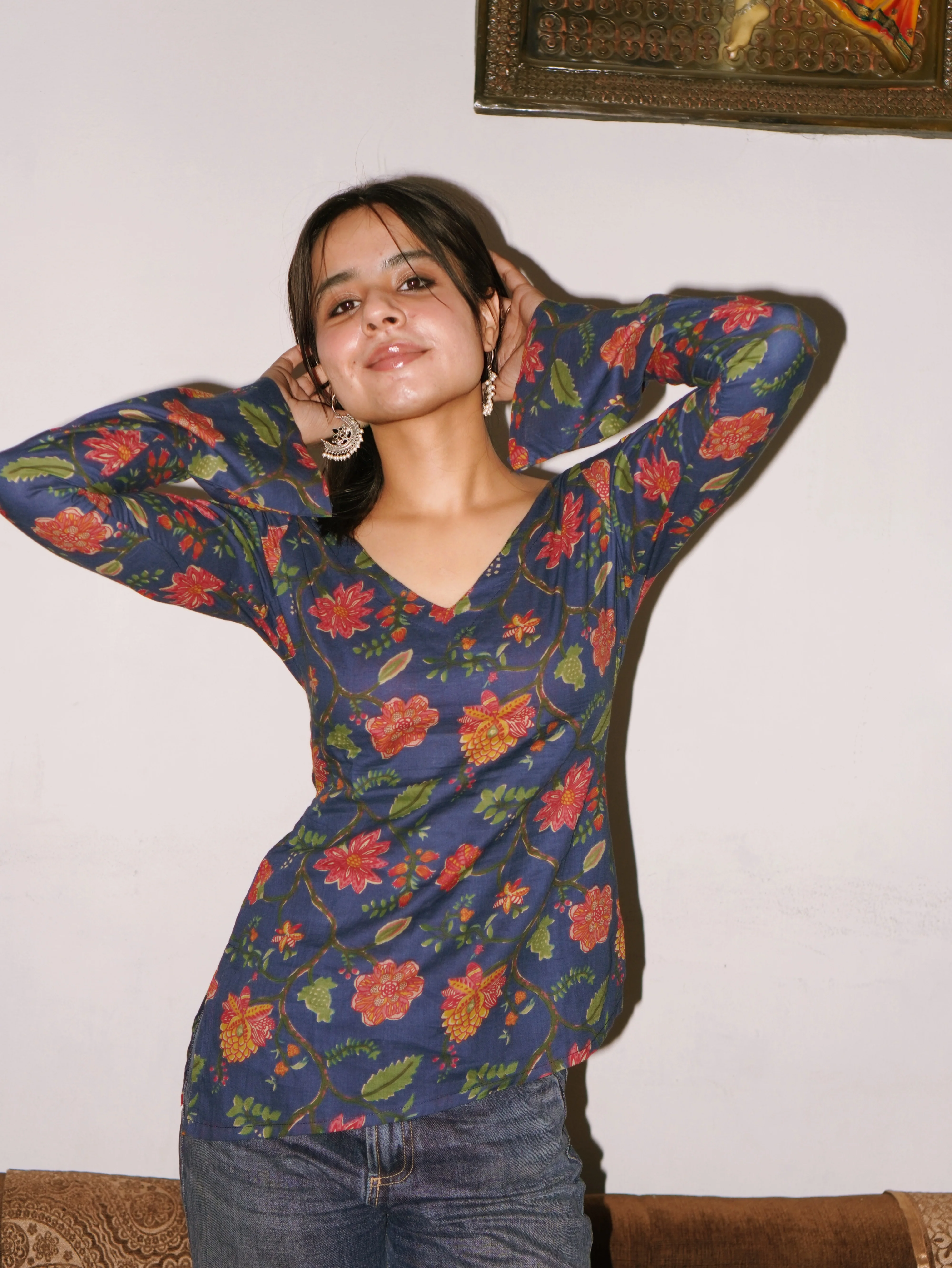 Rooh side bend deep back kurti