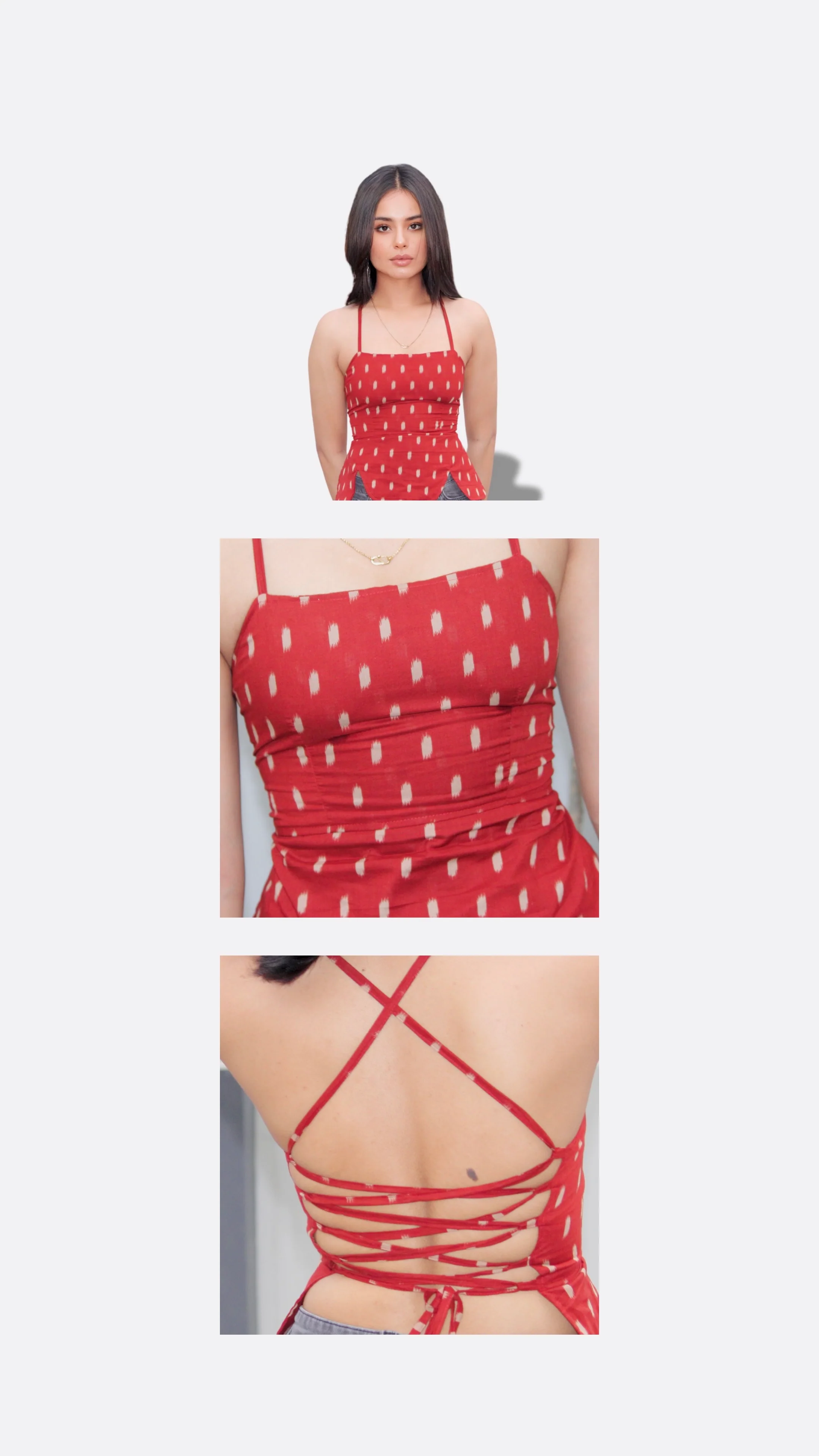 Rust Ikat Strappy Corset Top - Image 4